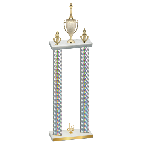 Double Silver Carbon Fiber First Place Chess Trophy