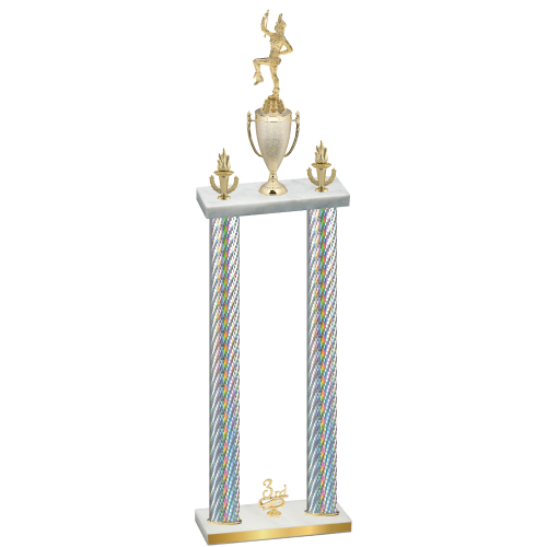 Double Silver Carbon Fiber Third Place Majorette Trophy