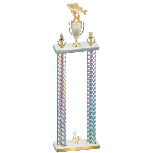 Double Silver Carbon Fiber Third Place Fishing Trophy