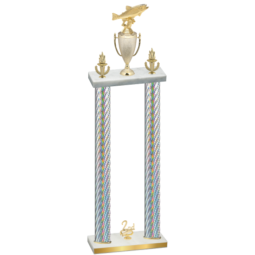 Double Silver Carbon Fiber Second Place Fishing Trophy