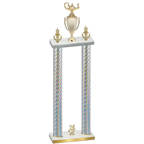 Double Silver Carbon Fiber Year Academics Trophy