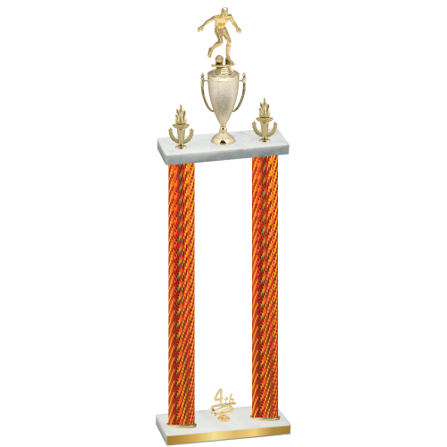 Double Orange Carbon Fiber Fourth Place Soccer Trophy