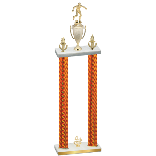Double Orange Carbon Fiber Fourth Place Soccer Trophy
