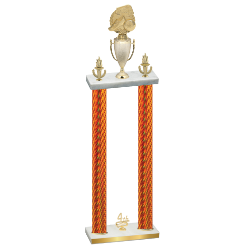 Double Orange Carbon Fiber Fourth Place Soccer Trophy