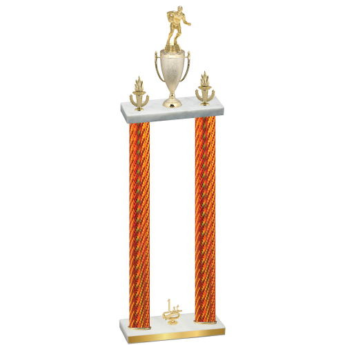 Double Orange Carbon Fiber First Place Rugby Trophy