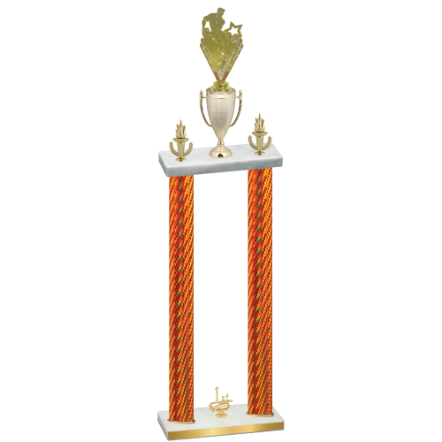 Double Orange Carbon Fiber First Place Rugby Trophy