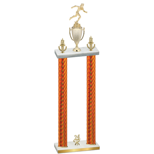 Double Orange Carbon Fiber Year Running Trophy