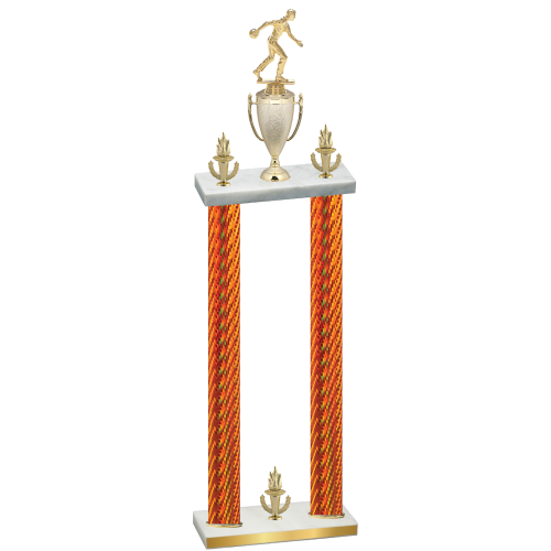 Double Orange Carbon Fiber Victory Bowling Trophy