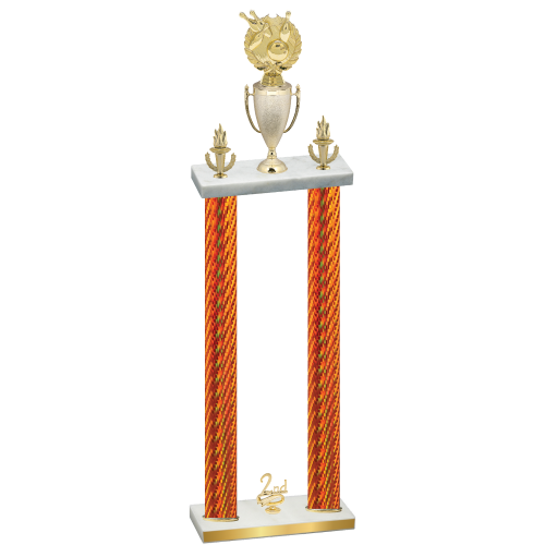 Double Orange Carbon Fiber Second Place Bowling Trophy