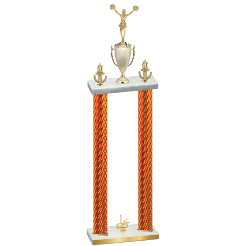 Double Orange Carbon Fiber First Place Cheerleading Trophy