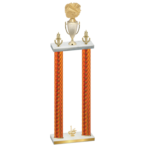 Double Orange Carbon Fiber First Place Cheerleading Trophy