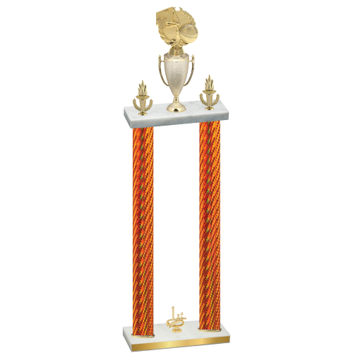 Double Orange Carbon Fiber First Place Basketball Trophy