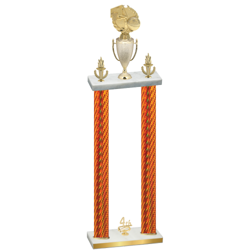 Double Orange Carbon Fiber Fourth Place Basketball Trophy