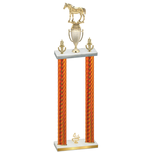 Double Orange Carbon Fiber Fourth Place Horses Trophy