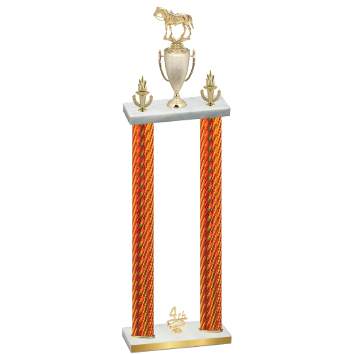 Double Orange Carbon Fiber Fourth Place Horses Trophy