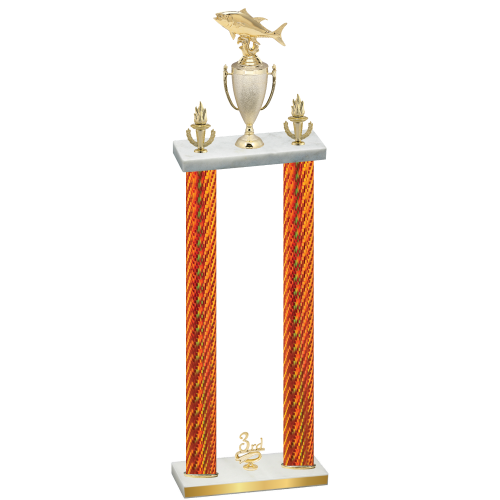 Double Orange Carbon Fiber Third Place Fishing Trophy