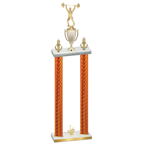 Double Orange Carbon Fiber First Place Weights Trophy