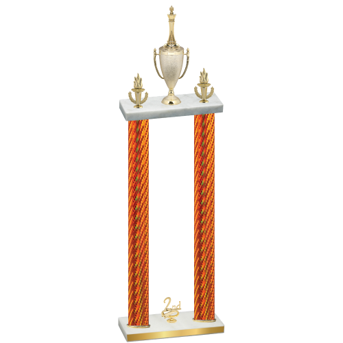 Double Orange Carbon Fiber Second Place Chess Trophy