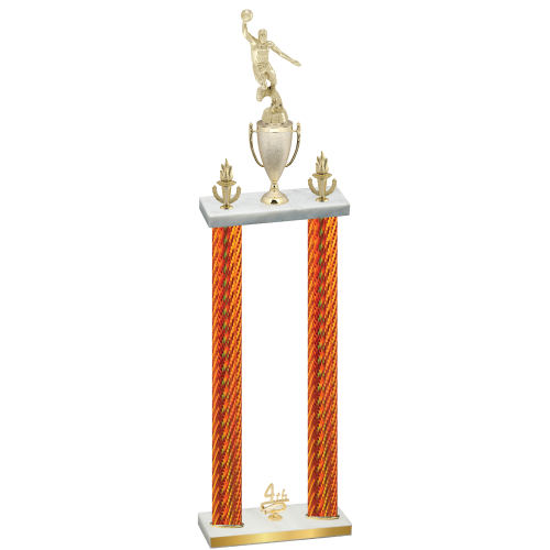 Double Orange Carbon Fiber Fourth Place Basketball Trophy