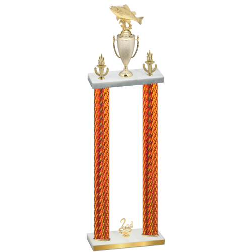 Double Orange Carbon Fiber Second Place Fishing Trophy