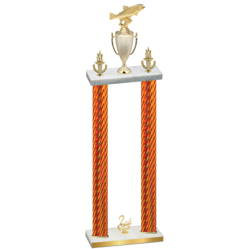 Double Orange Carbon Fiber Second Place Fishing Trophy