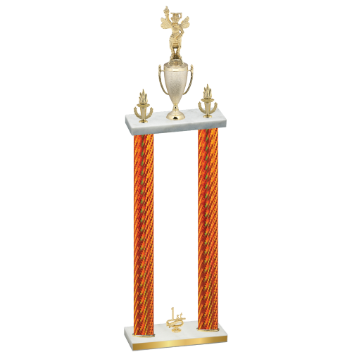 Double Orange Carbon Fiber First Place Academics Trophy