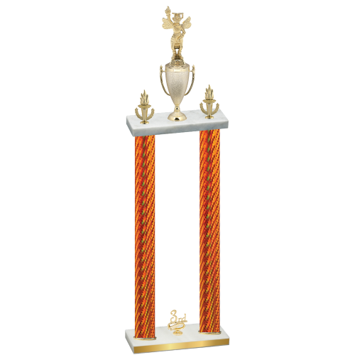 Double Orange Carbon Fiber Third Place Academics Trophy