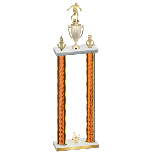 Double Orange Glacier Third Place Soccer Trophy