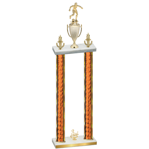 Double Orange Glacier Third Place Soccer Trophy