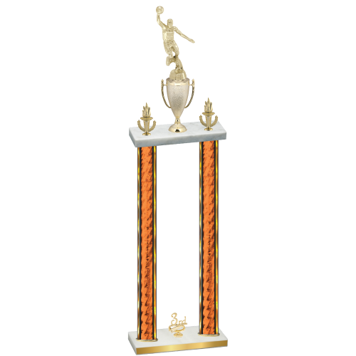 Double Orange Glacier Third Place Basketball Trophy