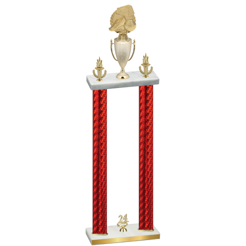 Double Red Carbon Fiber Year Soccer Trophy