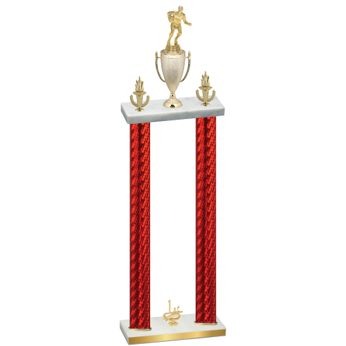 Double Red Carbon Fiber First Place Rugby Trophy