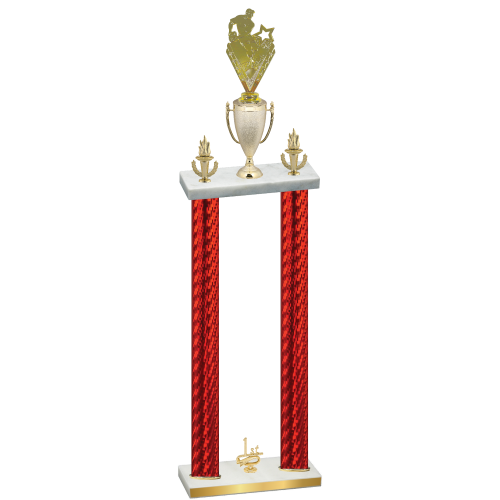Double Red Carbon Fiber First Place Rugby Trophy