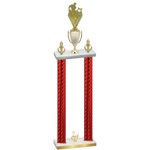 Double Red Carbon Fiber Second Place Rugby Trophy