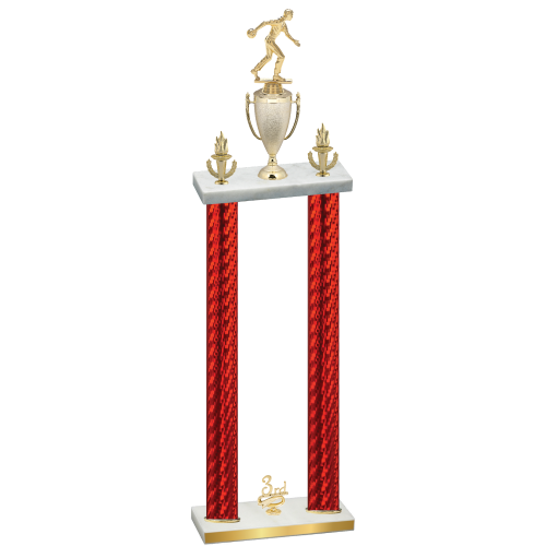 Double Red Carbon Fiber Third Place Bowling Trophy