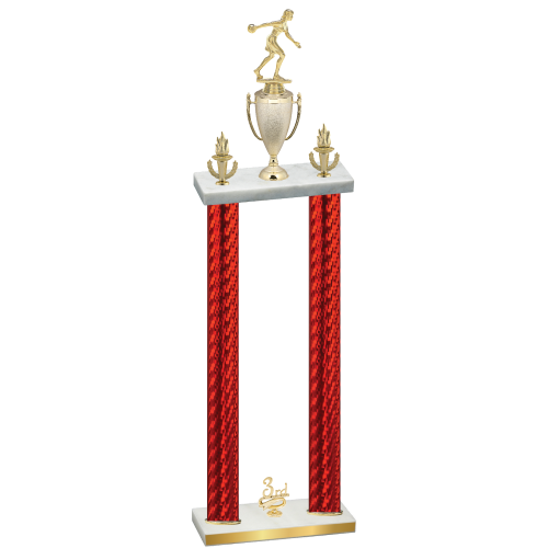 Double Red Carbon Fiber Third Place Bowling Trophy