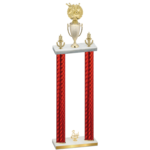Double Red Carbon Fiber Third Place Bowling Trophy