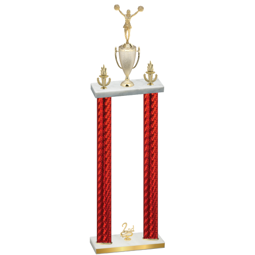Double Red Carbon Fiber Second Place Cheerleading Trophy