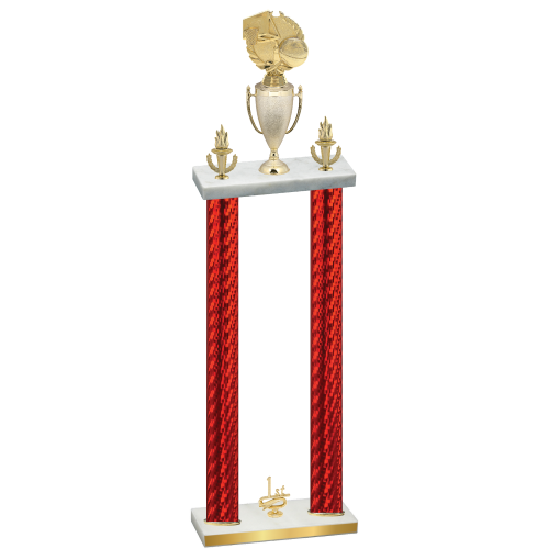 Double Red Carbon Fiber First Place Basketball Trophy