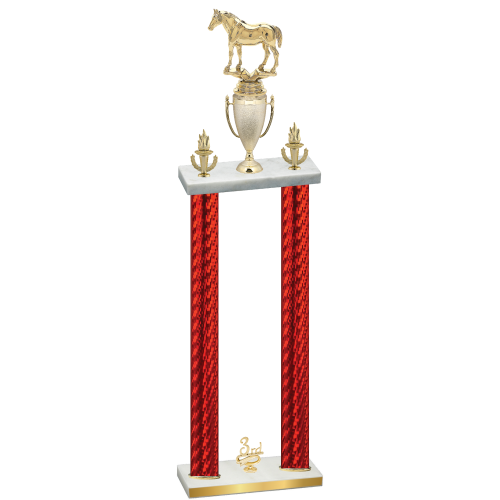 Double Red Carbon Fiber Third Place Horses Trophy