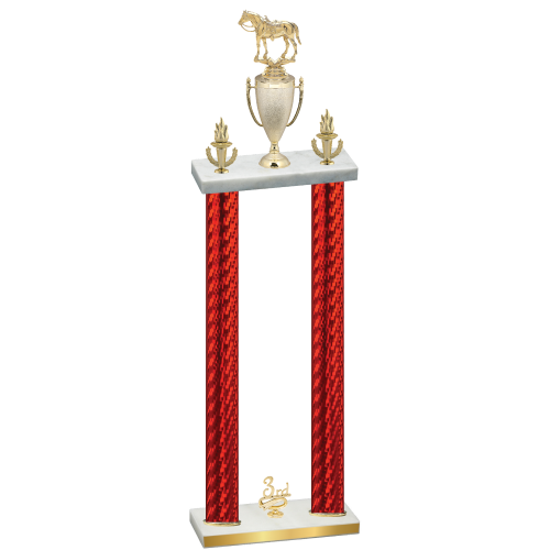 Double Red Carbon Fiber Third Place Horses Trophy