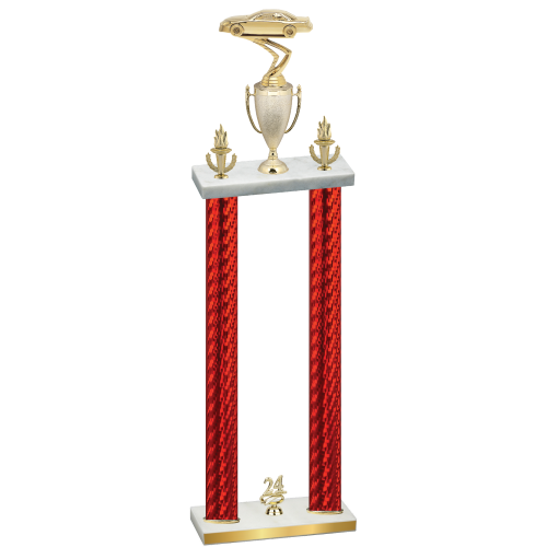 Double Red Carbon Fiber Year Cars Trophy