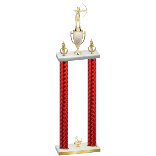 Double Red Carbon Fiber Third Place Archery Trophy