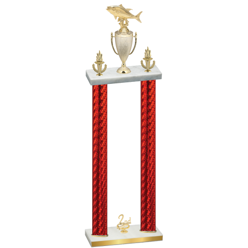 Double Red Carbon Fiber Second Place Fishing Trophy