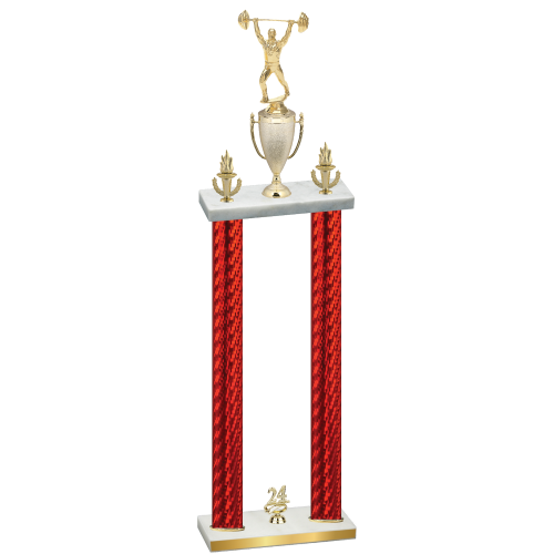 Double Red Carbon Fiber Year Weights Trophy