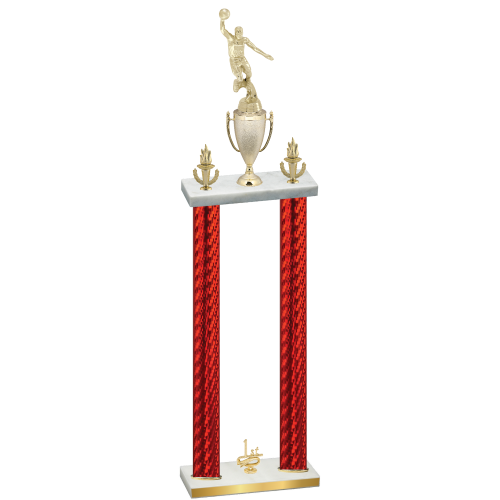 Double Red Carbon Fiber First Place Basketball Trophy