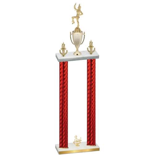 Double Red Carbon Fiber Third Place Majorette Trophy