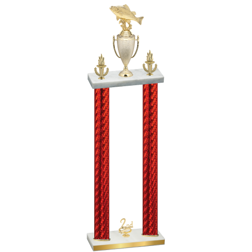 Double Red Carbon Fiber Second Place Fishing Trophy