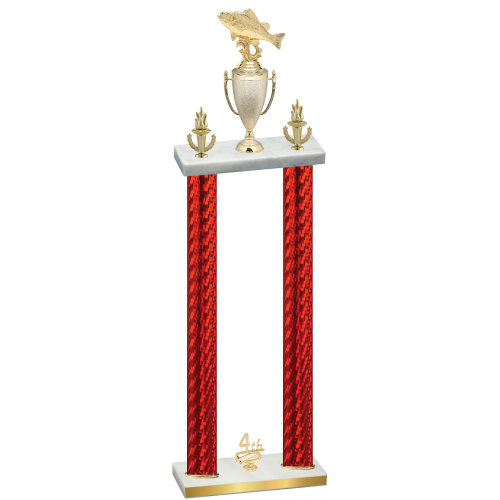 Double Red Carbon Fiber Fourth Place Fishing Trophy