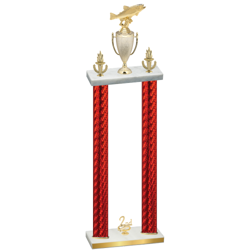 Double Red Carbon Fiber Second Place Fishing Trophy